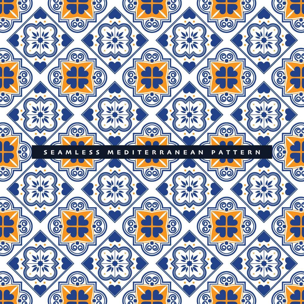 vintage seamless mediterranean tile pattern decorative background vector