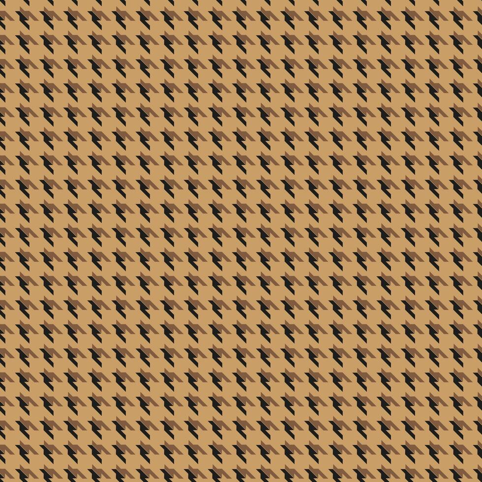 Goose foot. Pattern of crows feet in brown and begi.Checkered background. Seamless fabric texture. Vector Illustration.