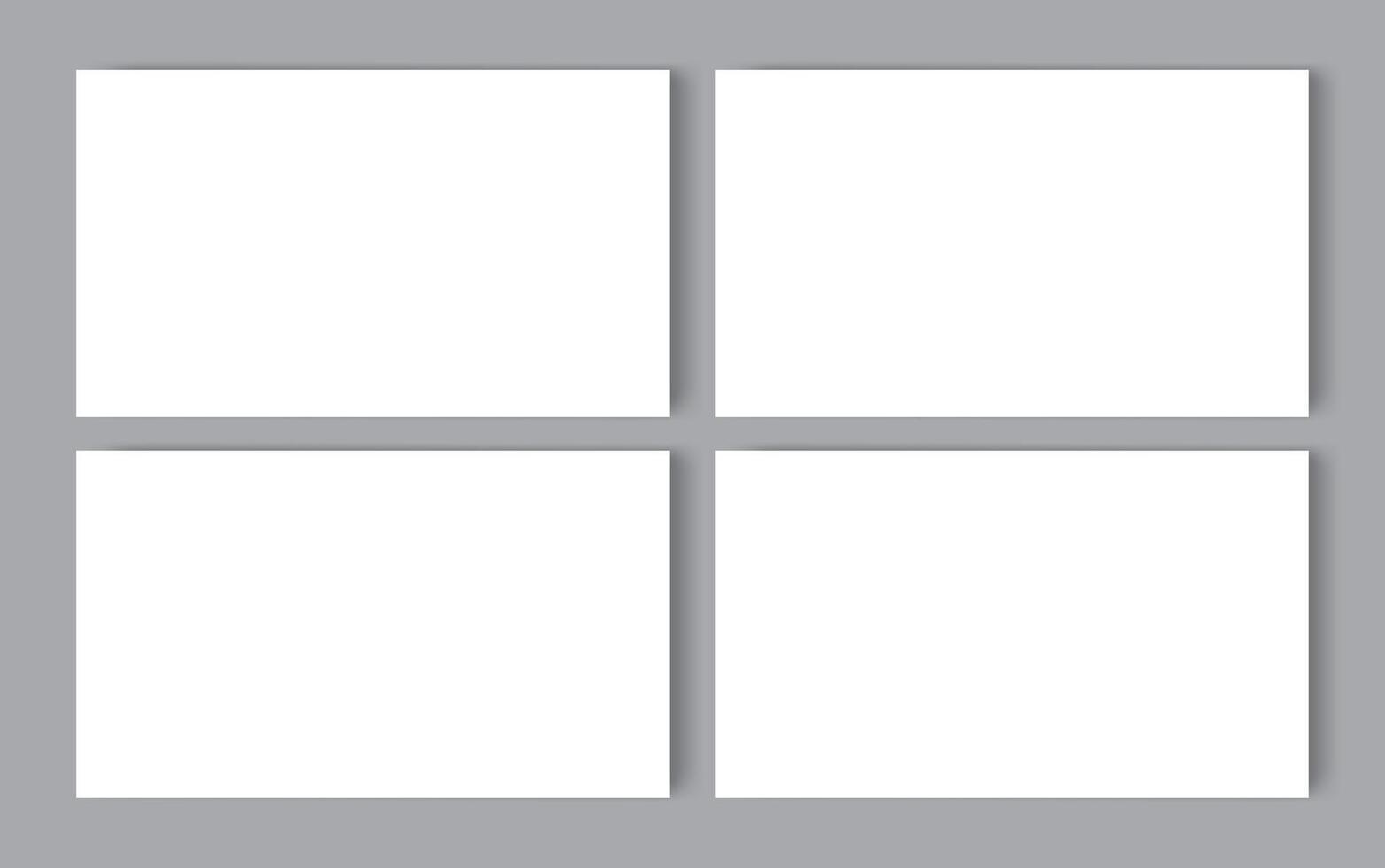 Four white blank papers with shadows on the grey background. Templates for presentation of design vector