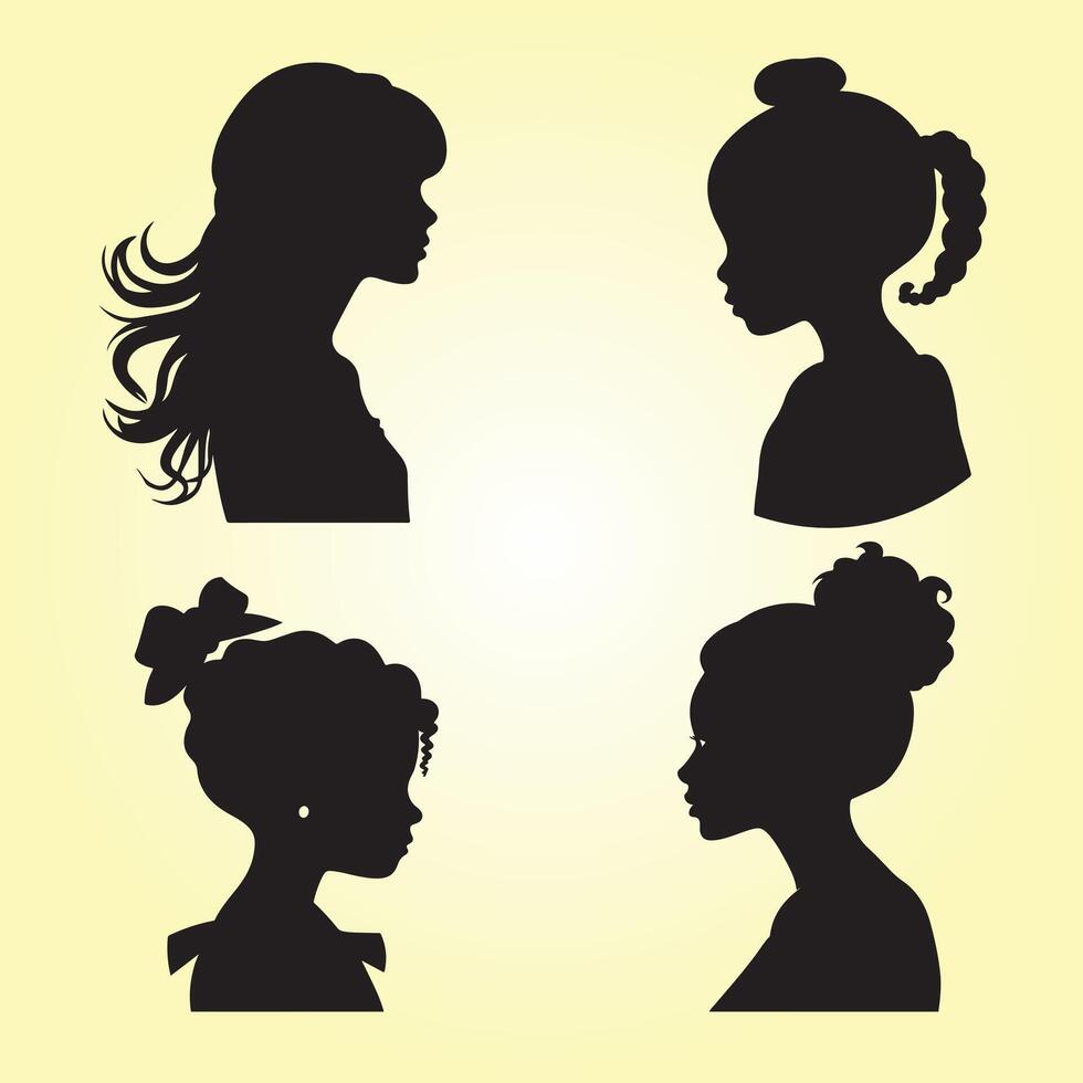 Belle woman Silhouette,Belle female set Silhouette on a white Background Silhouette vector