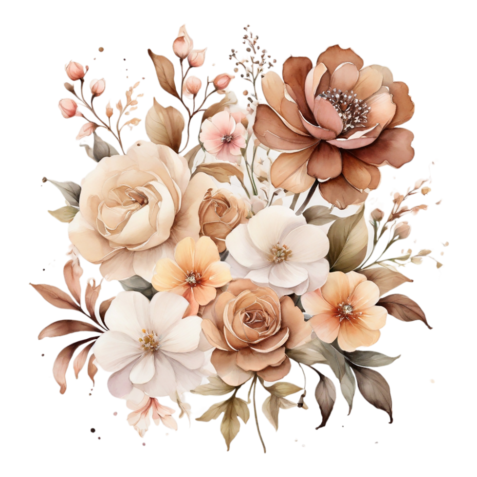 AI generated Foral flower bouquet design, Abstract metallic flower design, Digital flower painting, Floral textile design, Flower Illustration,Embossed flower pattern png