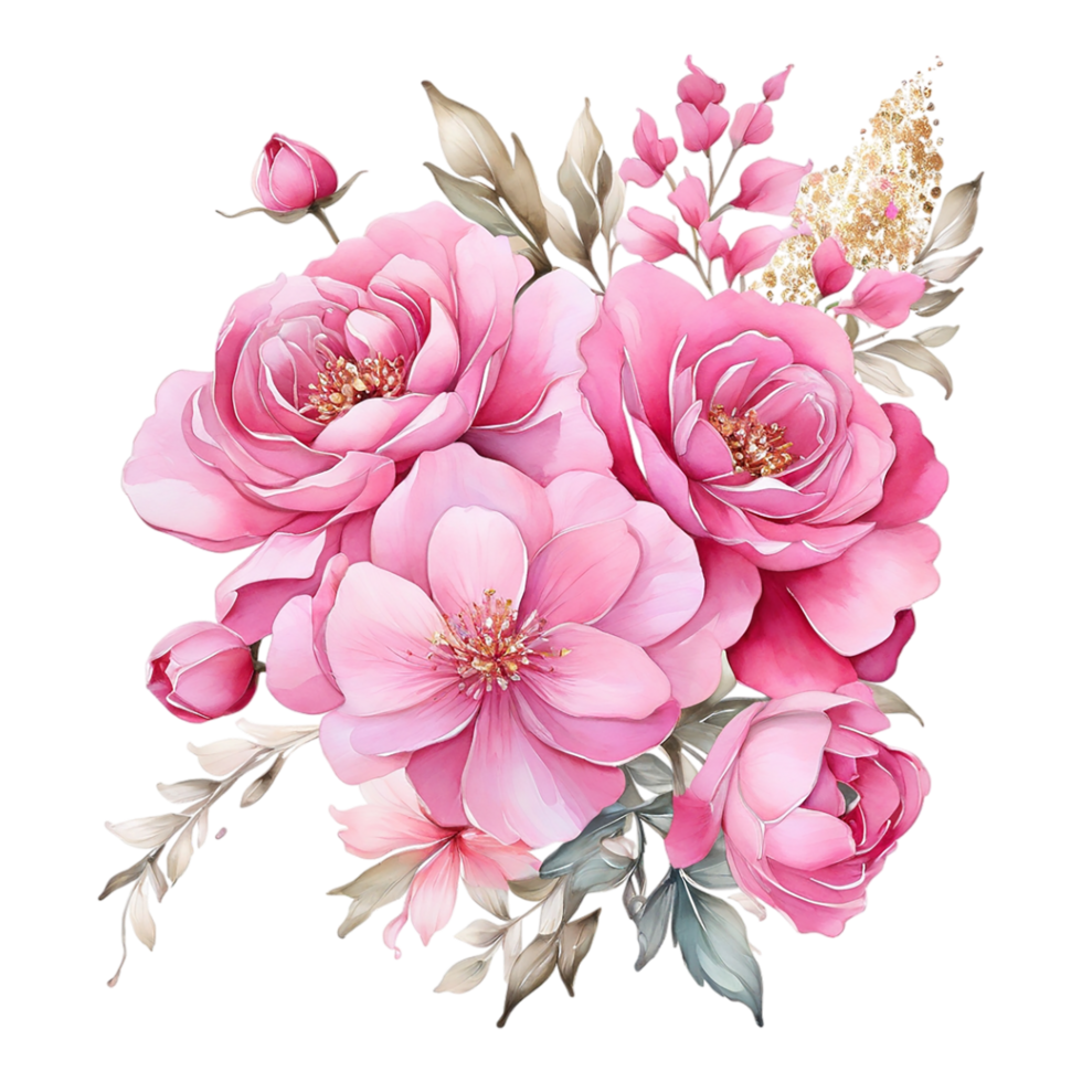 AI generated Foral flower bouquet design, Abstract metallic flower design, Digital flower painting, Floral textile design, Flower Illustration,Embossed flower pattern png