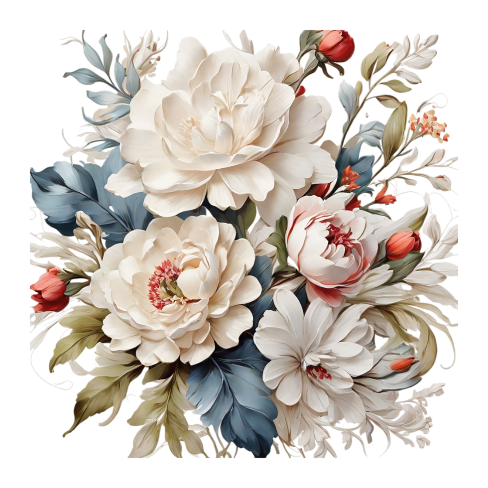 AI generated Foral flower bouquet design, Abstract metallic flower design, Digital flower painting, Floral textile design, Flower Illustration,Embossed flower pattern png