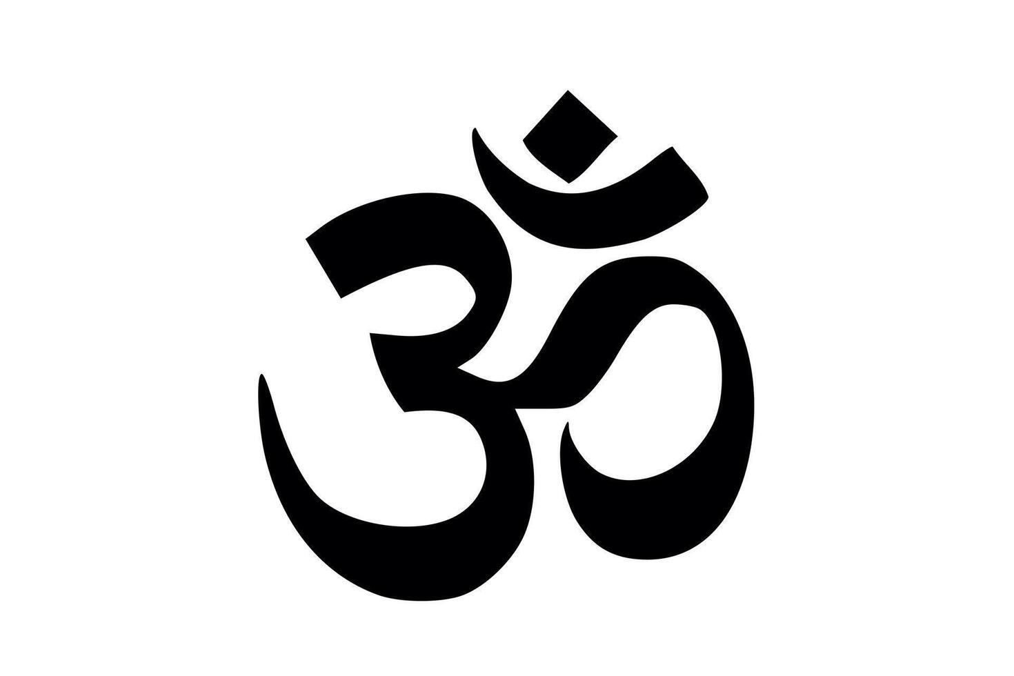 Ohm, spiritual logo , symbol icon, black flat on white background isolated vector