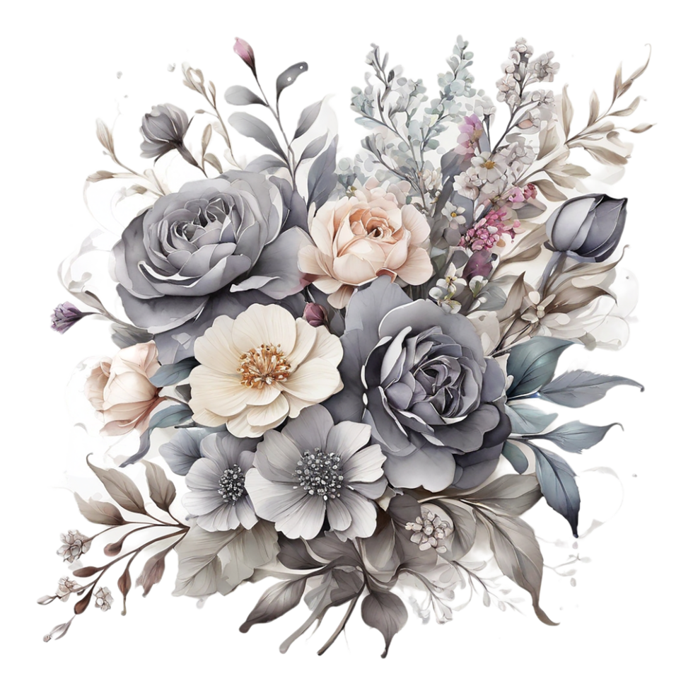 AI generated Abstract metallic flower design, Digital flower painting, Floral textile design, Flower Illustration,Embossed flower pattern, PNG flower images, Foral flower bouquet design