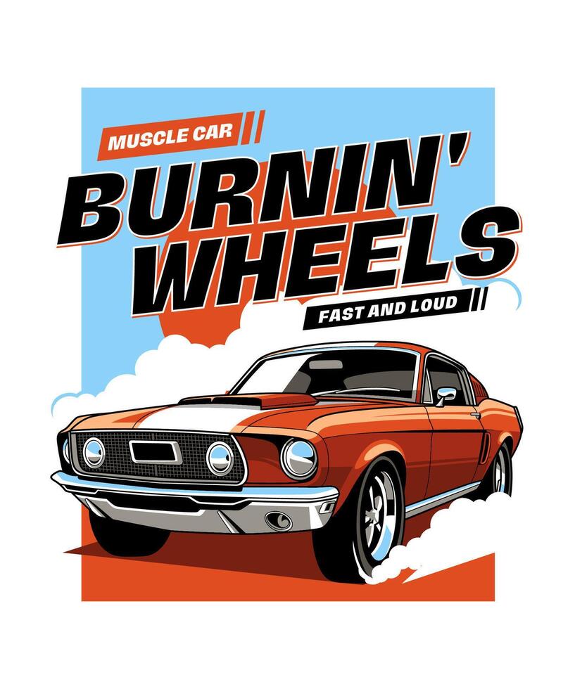 Burnin' Wheels Retro Car Design vector