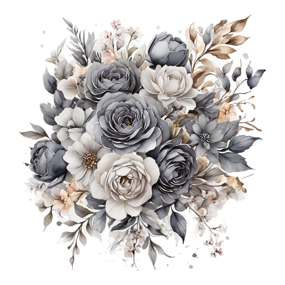 AI generated Abstract metallic flower design, Digital flower painting, Floral textile design, Flower Illustration,Embossed flower pattern, PNG flower images, Transparent decorative floral design