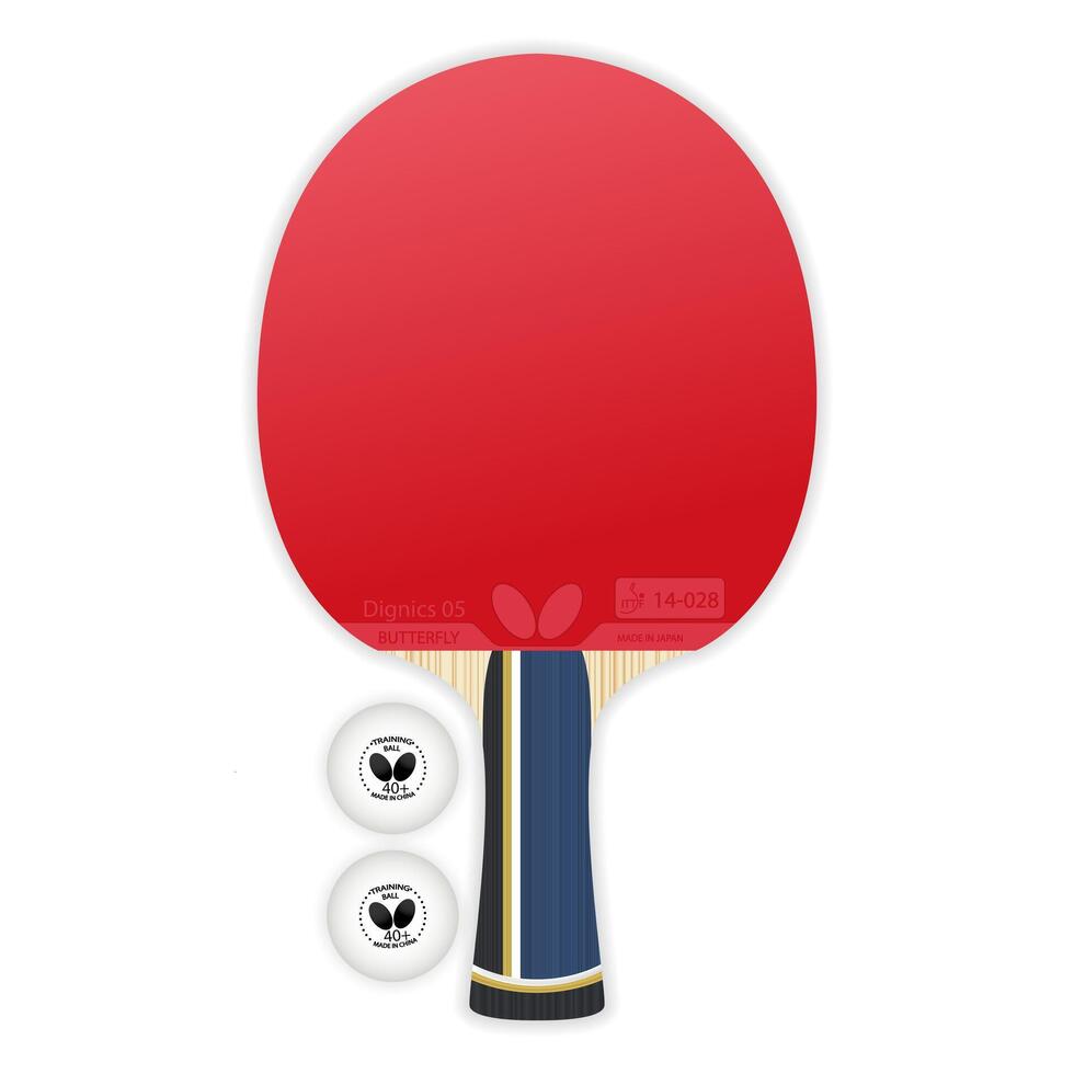 Realistic tennis racket. Rackets for table tennis. Ping pong. Butterfly Company. Professional sports equipment. vector