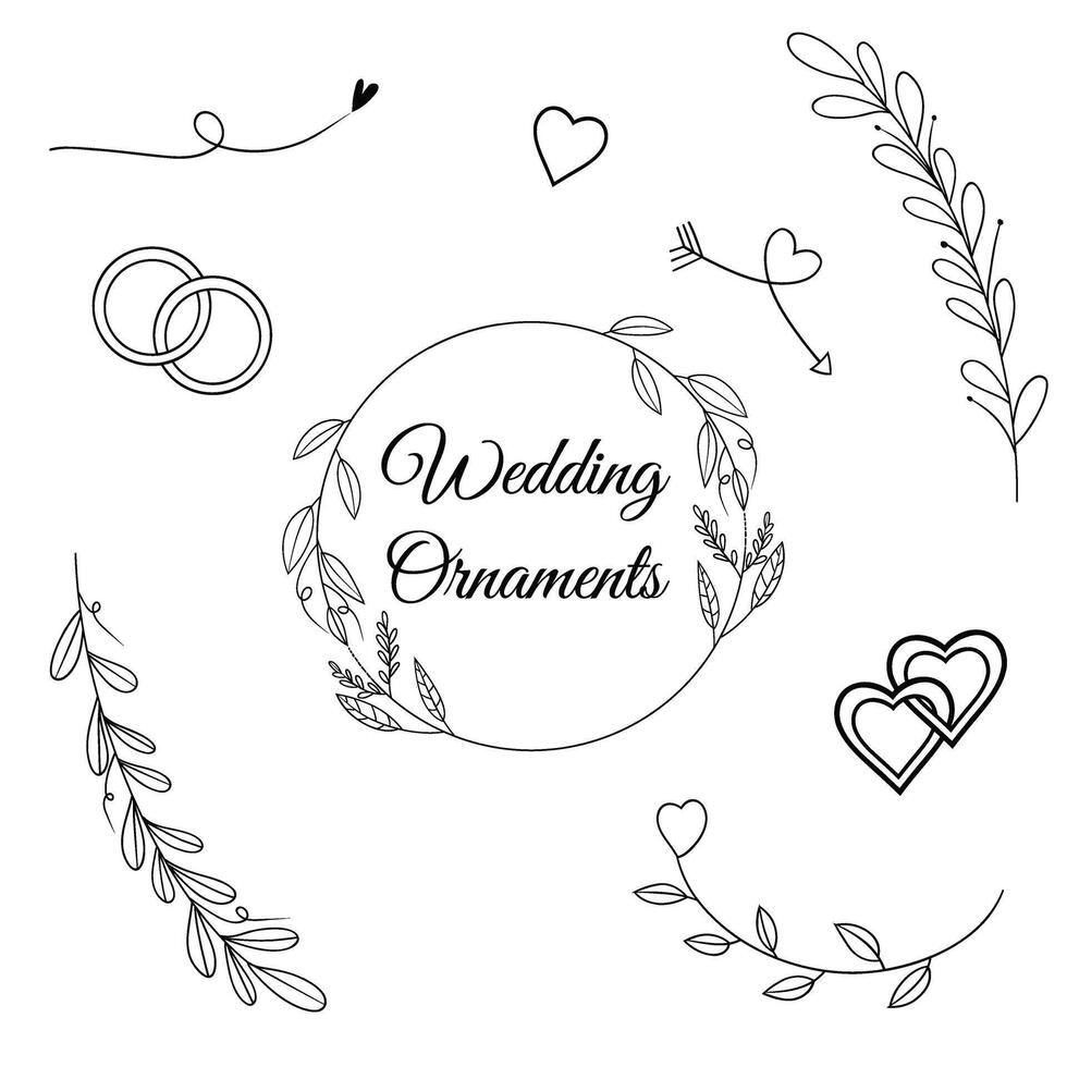 conjunto de Boda adornos vector