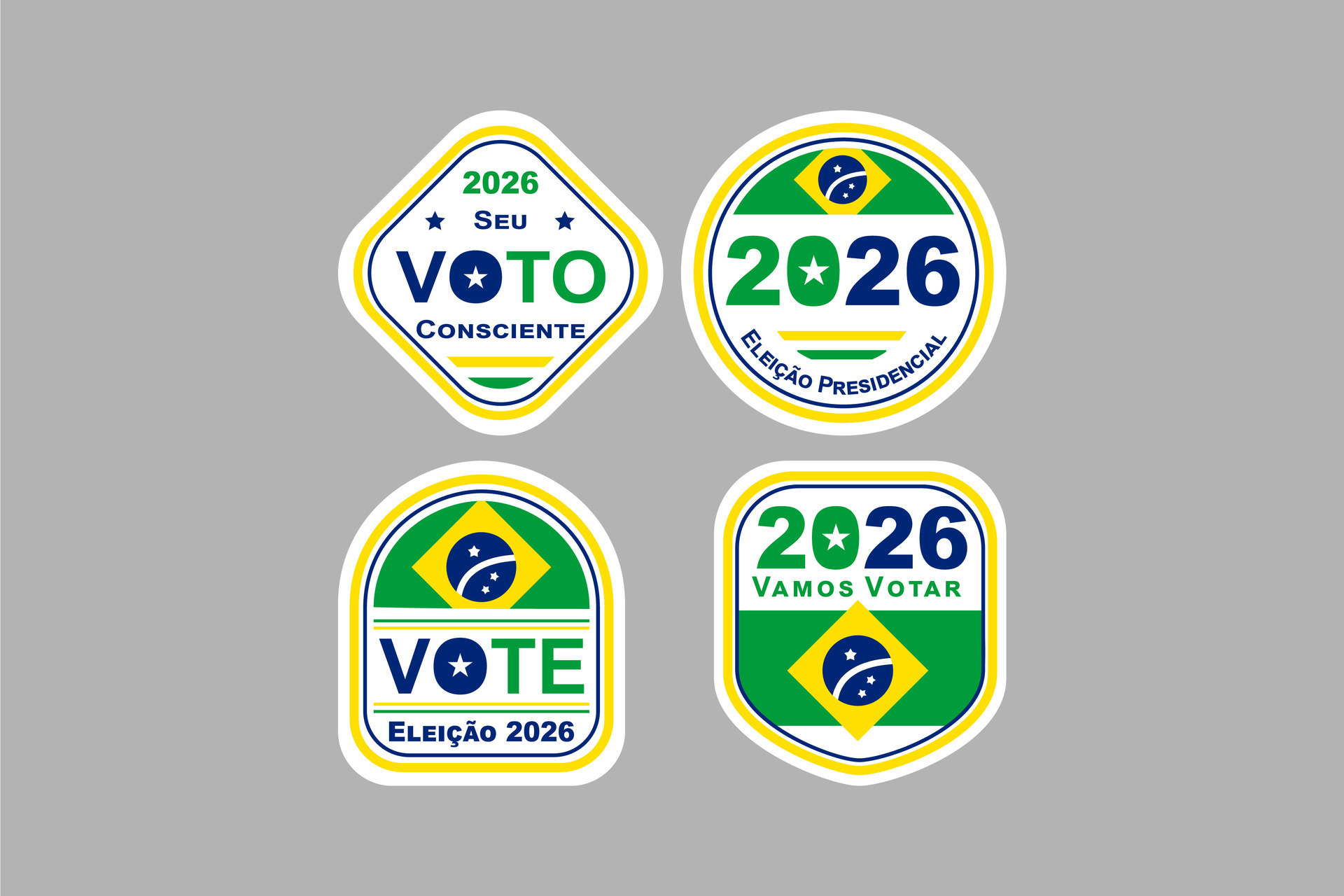 Brazilian Elections 2026 Stickers Vector Set Gray Background 42579061 Brazilian Elections 2026 Stickers Vector Set Gray Background 42579061