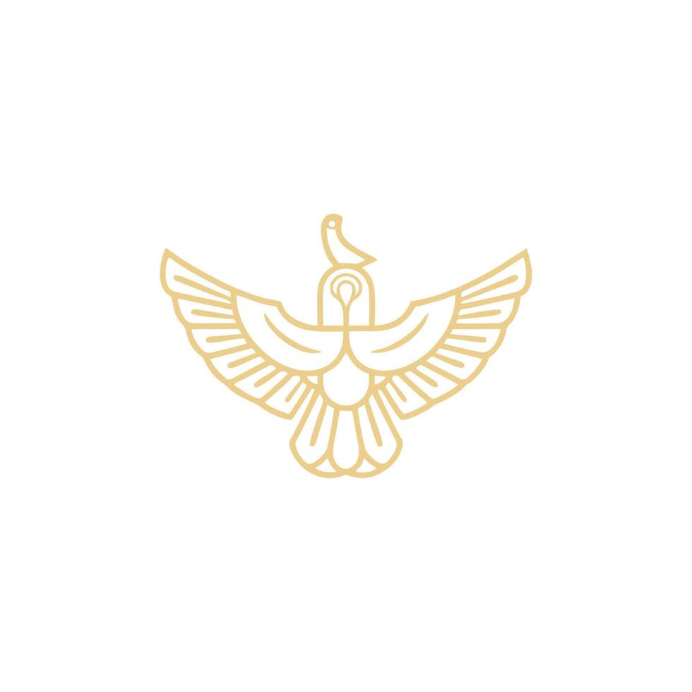 AI generated Horus mono line logo icon design template.Eagle, line, flat vector illustration.