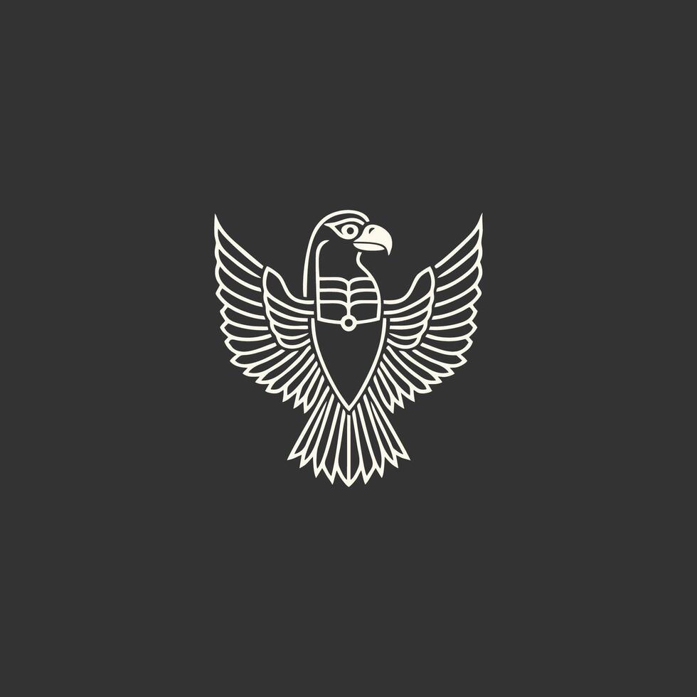 AI generated Horus mono line logo icon design template.Eagle, line, flat vector illustration.