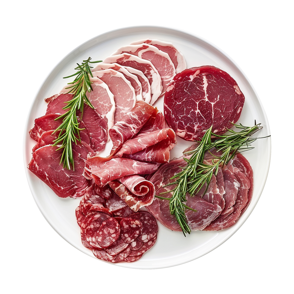 AI generated Maresca festive meat cold cuts isolated on transparent background png