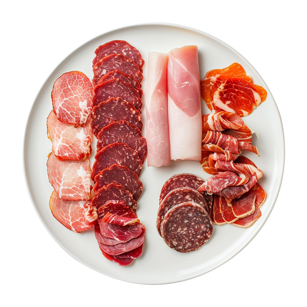 AI generated Maresca festive meat cold cuts isolated on transparent background png