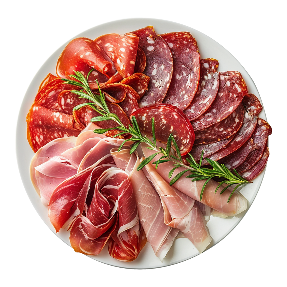 AI generated Maresca festive meat cold cuts isolated on transparent background png