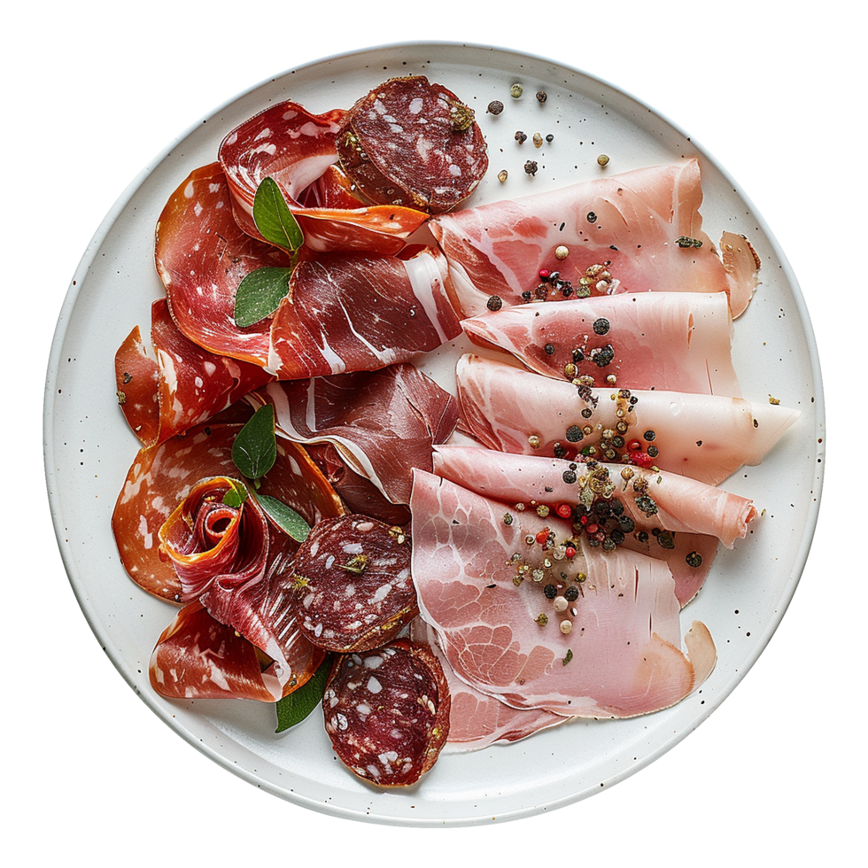 AI generated Maresca festive meat cold cuts isolated on transparent background png