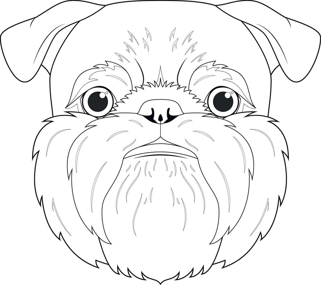 Brussels Griffon dog easy coloring cartoon vector illustration. Isolated on white background