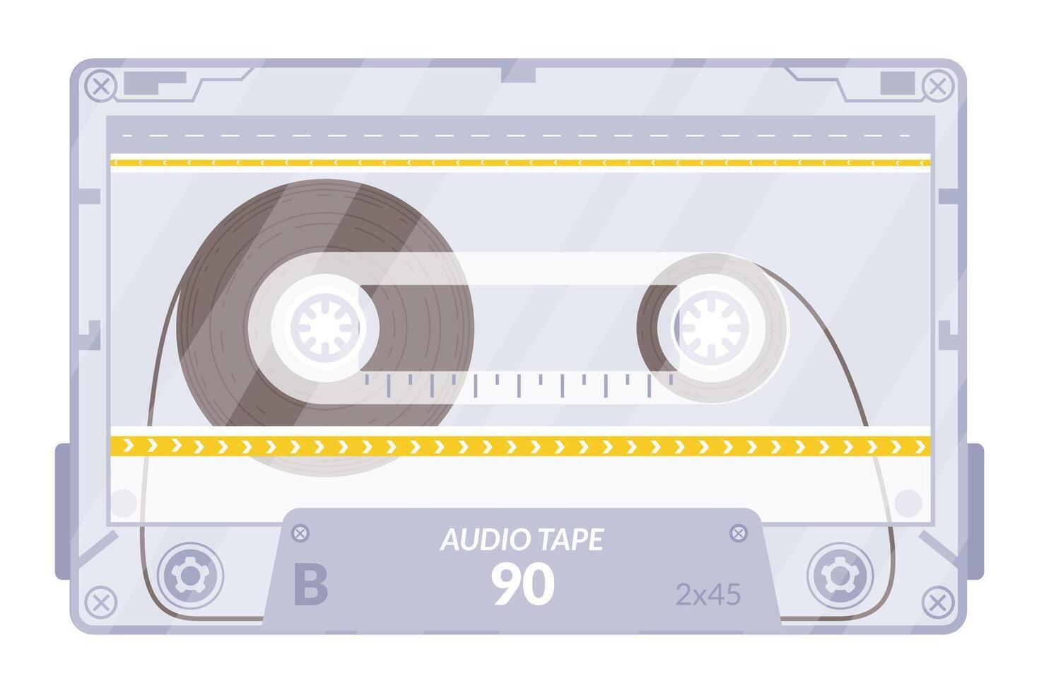 Vintage tape cassette. Retro mixtape, 1980s pop songs tapes and stereo music cassettes. 90s hifi disco dance audiocassette, analogue player record cassette. Isolated symbols vector