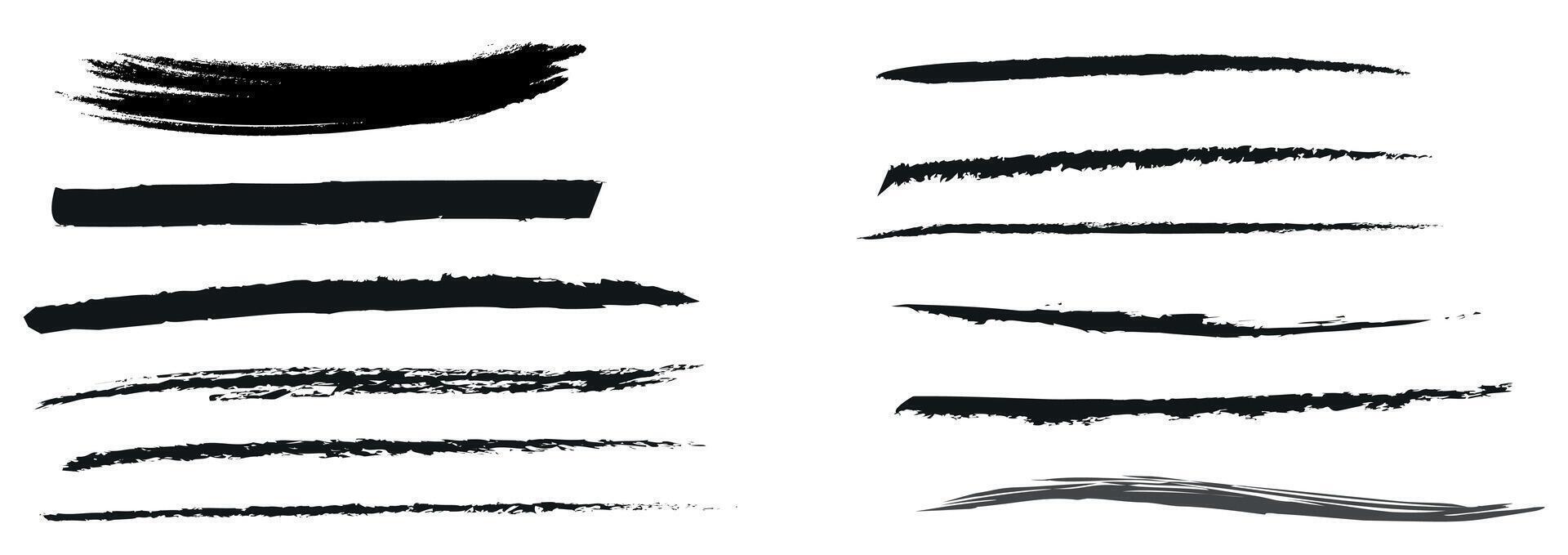Set of grunge black paint, ink brush strokes. brush collection isolated on white background. Trendy brush stroke for black ink paint,grunge backdrop, dirt banner,watercolor design and dirty texture vector