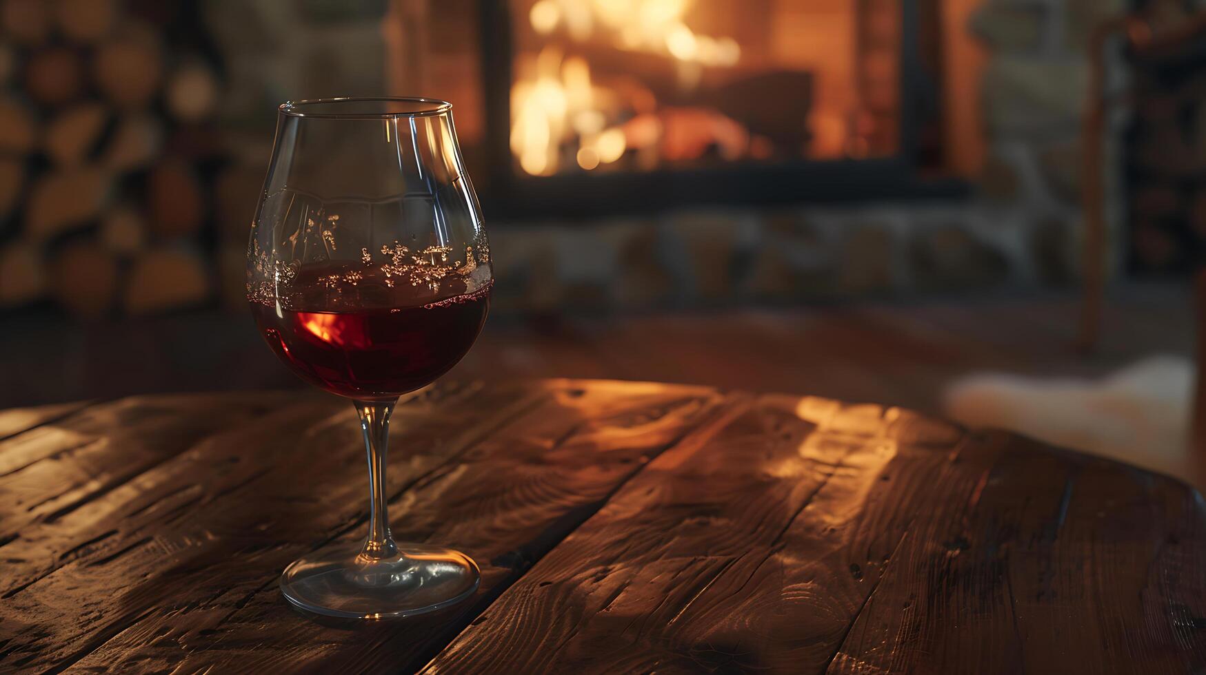 AI generated Dimly Lit Wine Glass Captured with Soft Light Creating Warm Tones photo