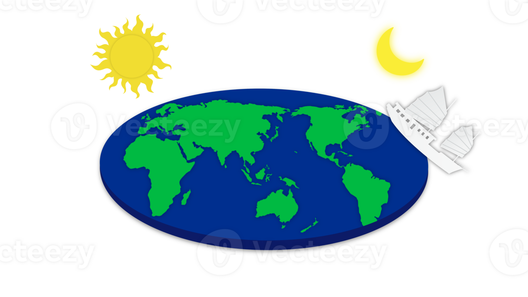 Flat Earth in cosmos,world slowly rotating in space, A Flat Earth model, Flat world Conspiracy Sun and Moon Model, Sail away from Earth, flat earth theory png