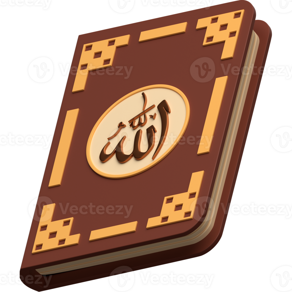 3D Al-Qur-an icon on transparent background png