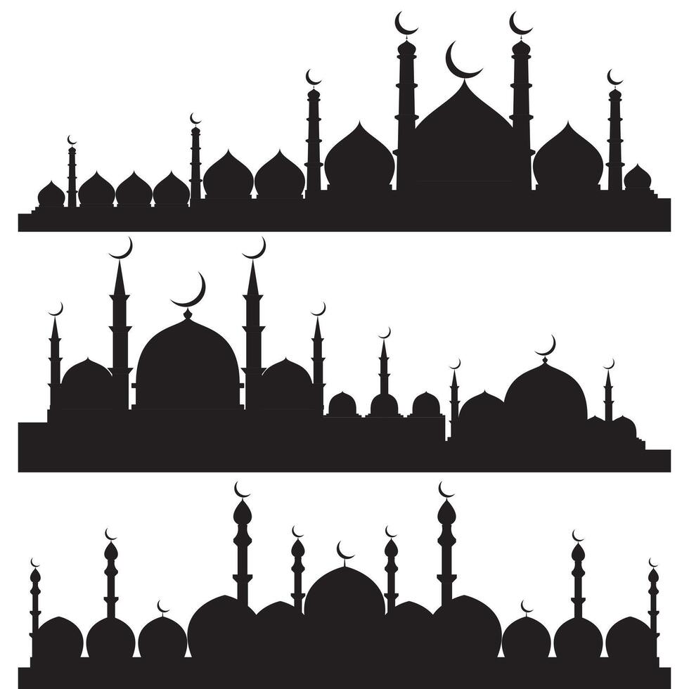 mosque silhouette, set of mosque vector