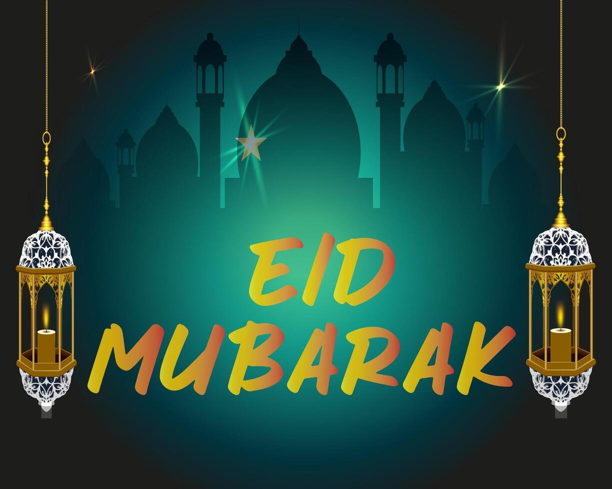 eid Mubarak póster diseño en 2024 vector