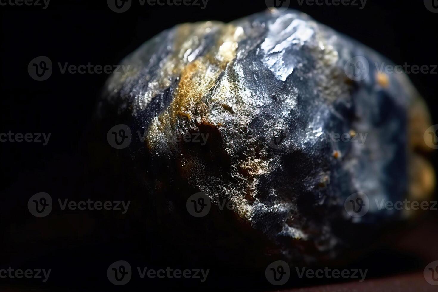 AI generated Brockite is a rare precious natural stone on a black background. AI generated. Header banner mockup with space. photo