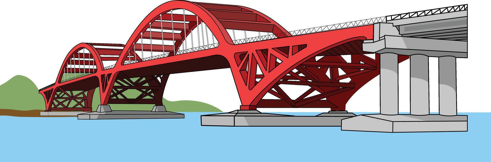 red bridge in Papua, red bridge vector