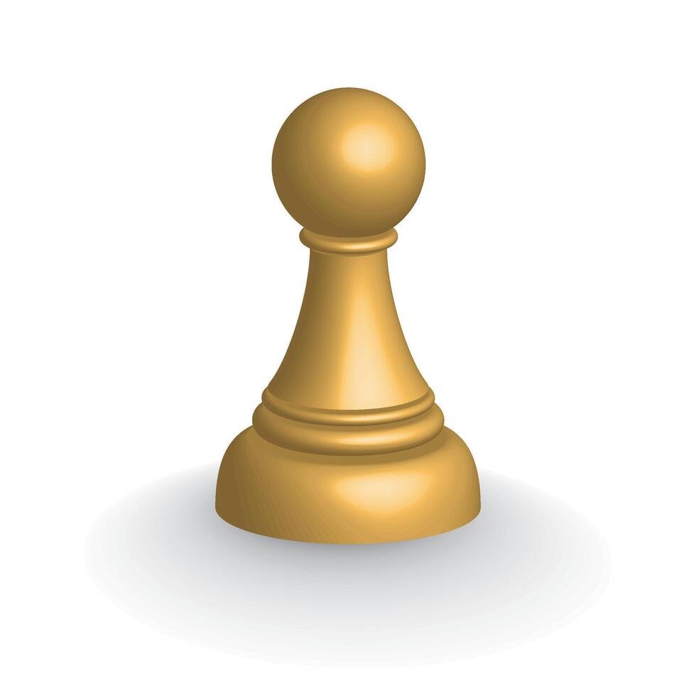 3d oro ajedrez castillo empeñar aislado en blanco antecedentes. isométrica ajedrez pedazo icono vector ilustración.