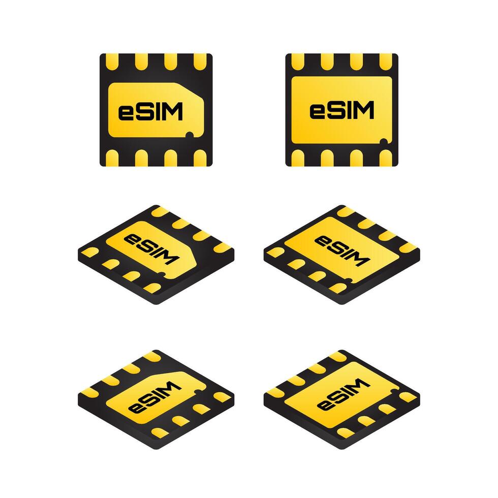 sencillo diseño de incrustado sim componentes en un teléfono inteligente, é SIM, incrustado universal integrado circuito tarjeta vector