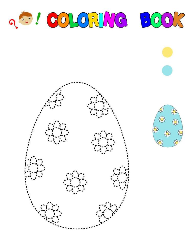 Coloring book with a egg.Easter egg.Coloring pages for kids.Educational games. Worksheet. vector