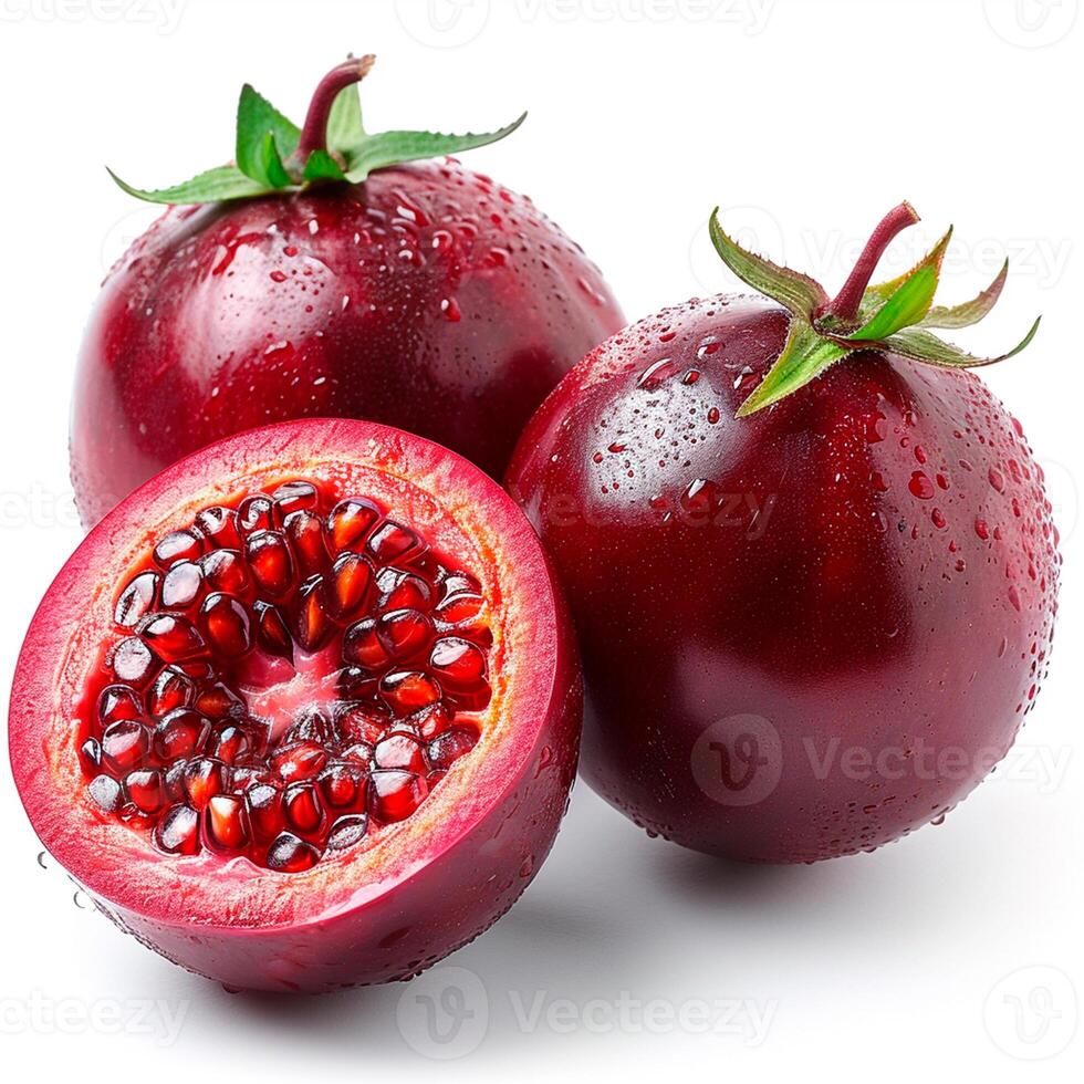 AI generated Tamarillo, exotic fruit on white isolated background - AI generated image photo