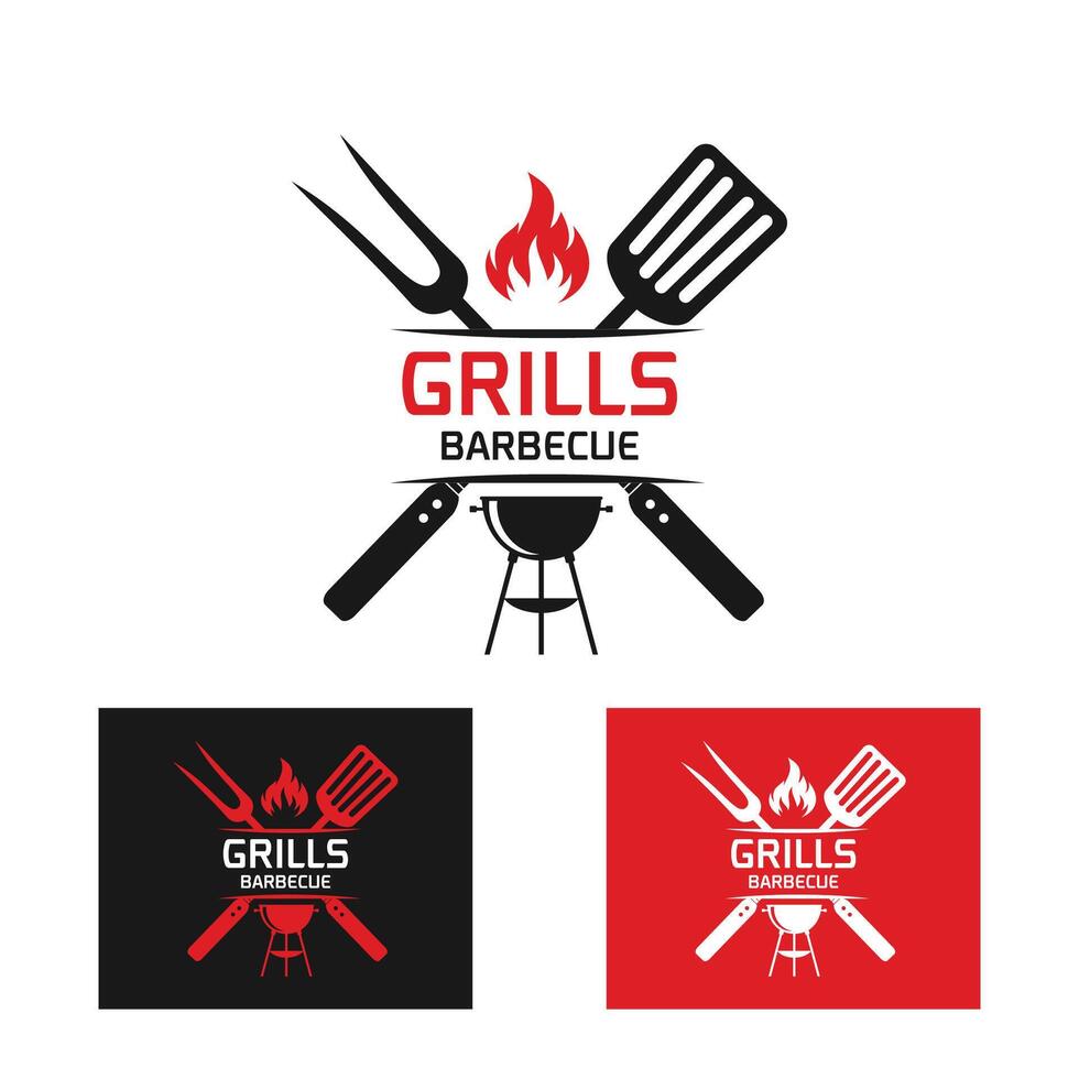 Logo design template for barbecue, BBQ ,grill restaurant icon isolated vector illustration