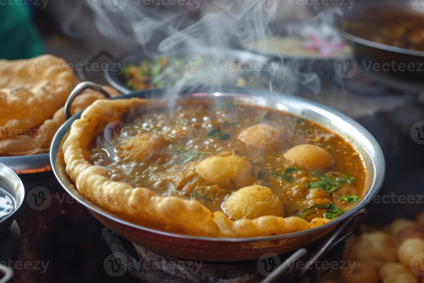 AI generated North Indian Delicacy,Experience the Richness of Chole Bhature. generative ai photo