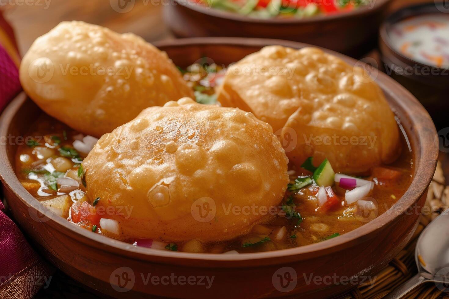 AI generated North Indian Delicacy,Experience the Richness of Chole Bhature. generative ai photo