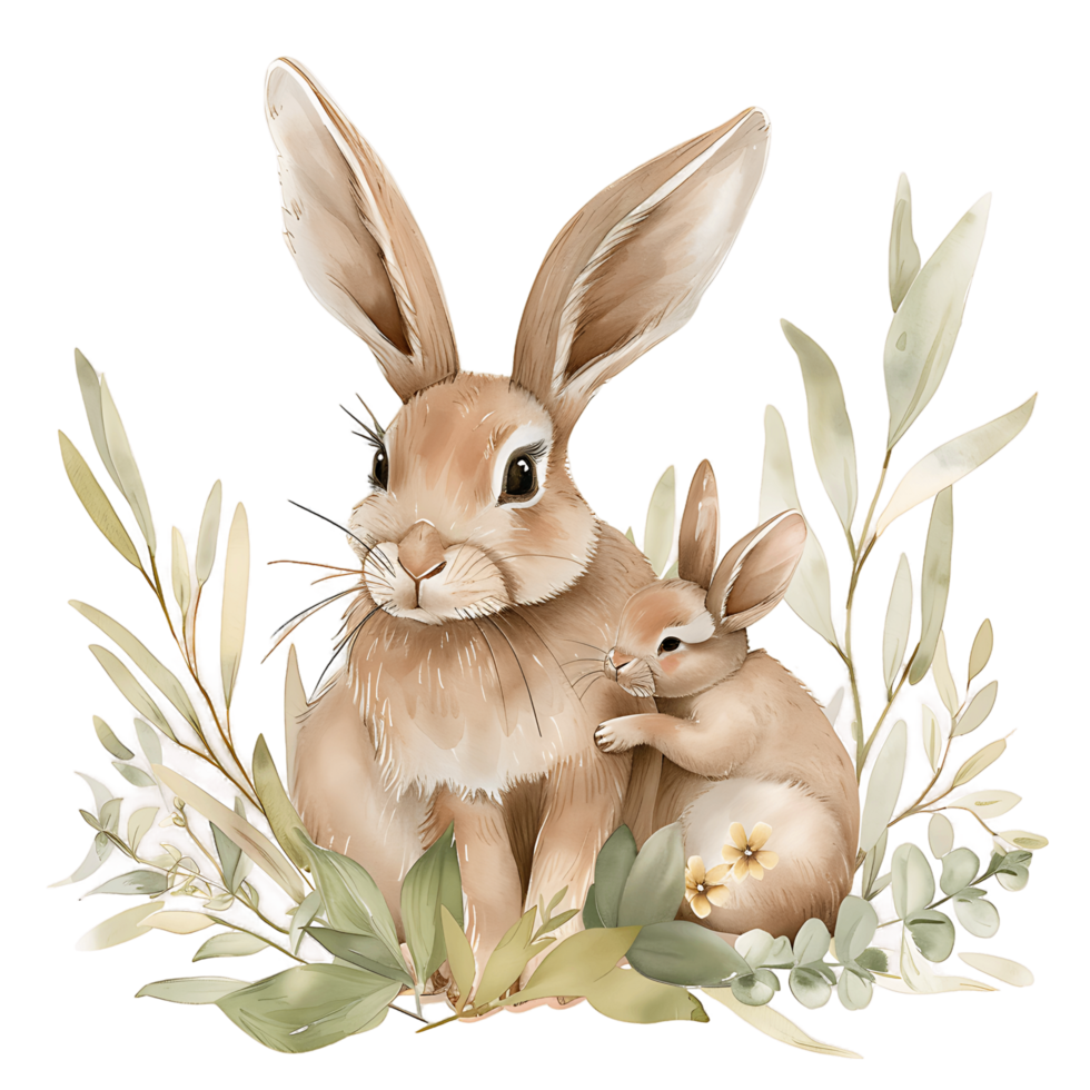 AI generated Whispers of a RabbitWatercolor Clipart Design png