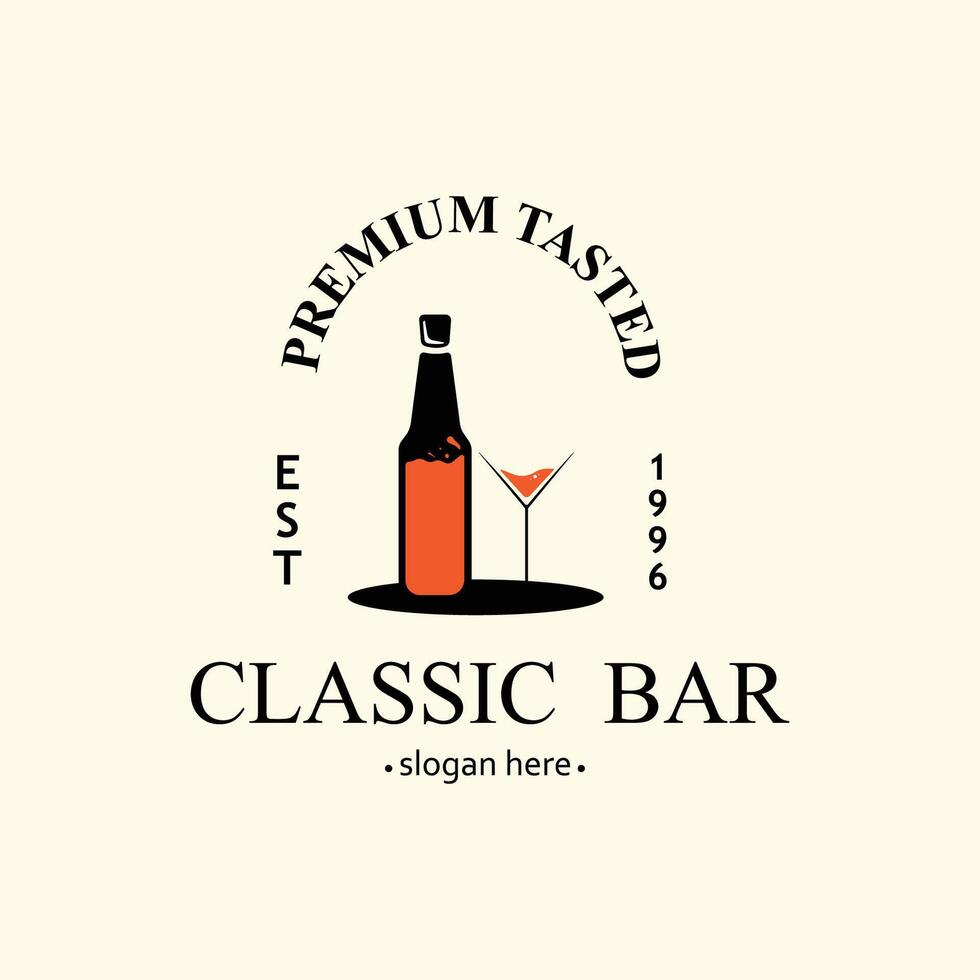 Clásico clásico bar logo diseño.alcohólico bebida icono.plantilla inspiración vector