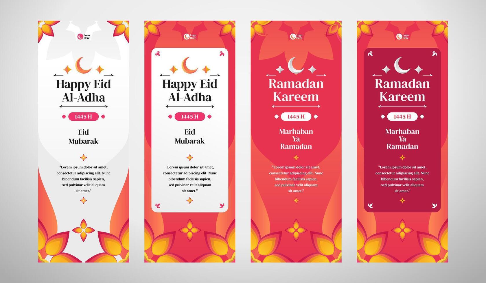 Set of Islamic Banner for Ramadan and Eid Celebration vector