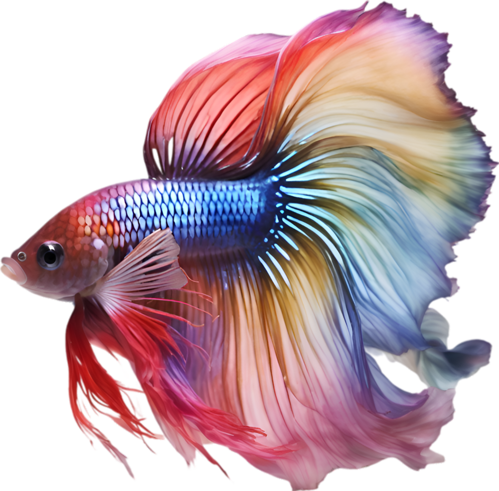 AI generated Siam betta fish, Watercolor painting of Siam betta fish. png