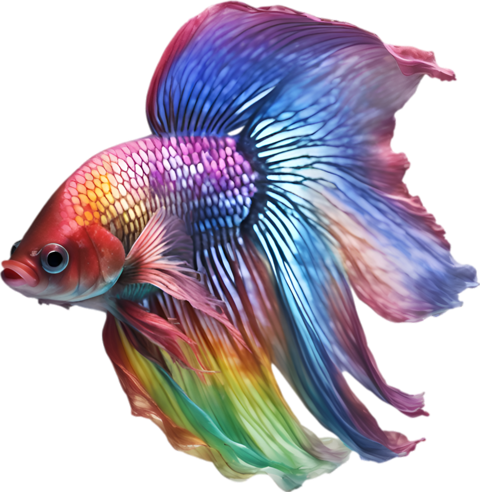 AI generated Siam betta fish, Watercolor painting of Siam betta fish. png