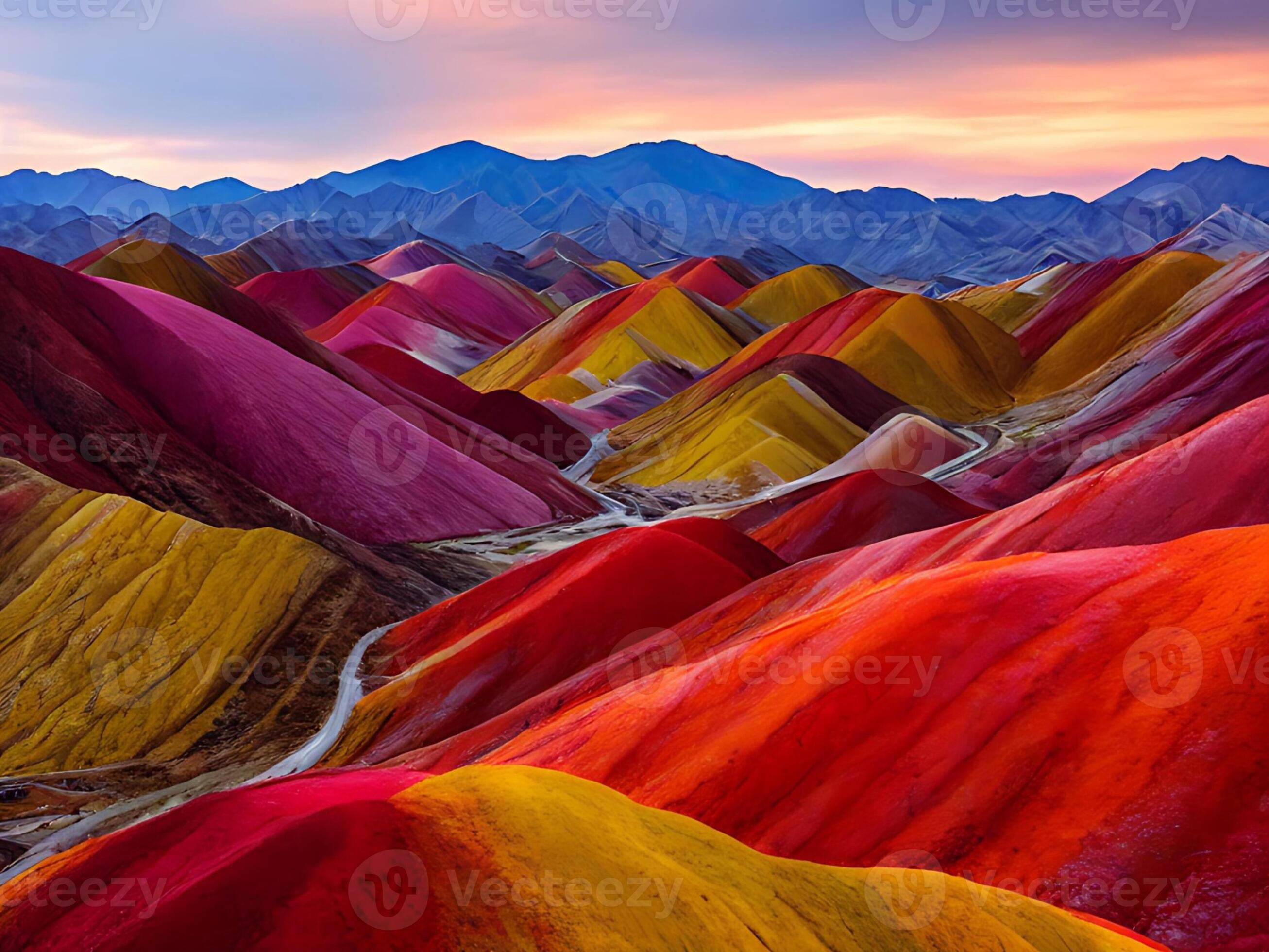 Amazing scenery of china mountains and blue sky background in sunset