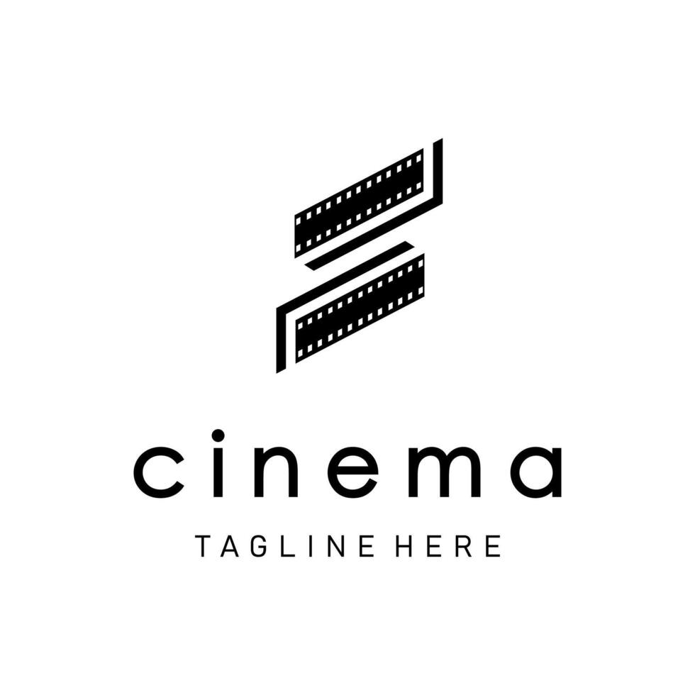 inicial letra s cine con tiras de película para película producción logo diseño vector