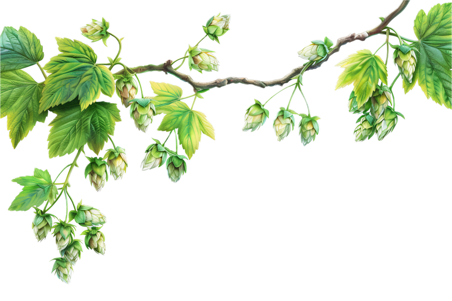 AI generated Illustration of Hop Cones on a Vine png