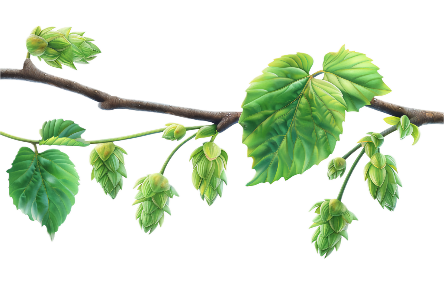 AI generated Illustration of Hop Cones on a Vine png