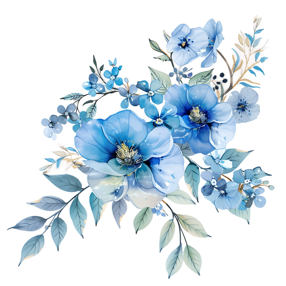 AI generated Whispers of BlueWatercolor Clipart Design png