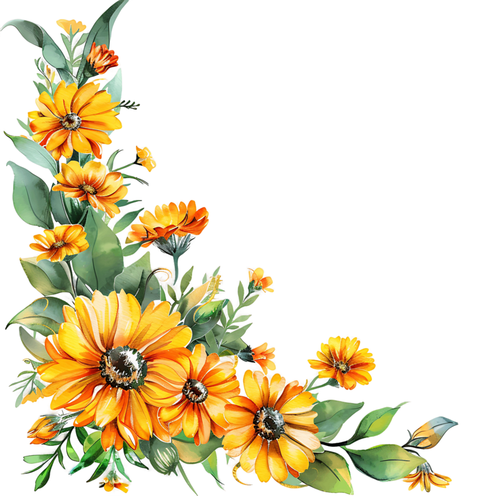 AI generated Timeless BeautyCalendula Watercolor Clipart png