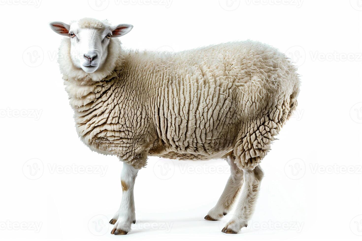ai generado adulto oveja perfil en blanco antecedentes foto