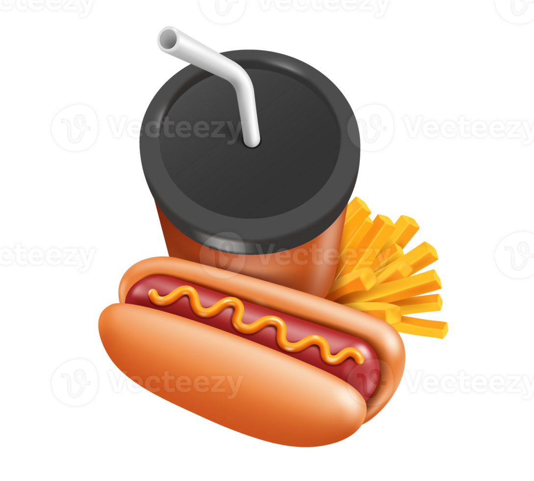 tasse pour doux les boissons ,saucisses ou chaud chien, français frites endroit sur transparent arrière-plan, vite nourriture png